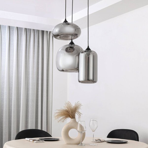 Lampa wisząca szklana Marla Lindby, możliwość ściemniania, czarny, salon / jadalnia, szkło, nowoczesny