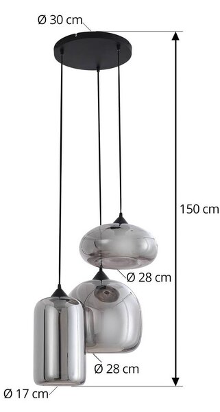Lampa wisząca szklana Marla Lindby, możliwość ściemniania, czarny, salon / jadalnia, szkło, nowoczesny