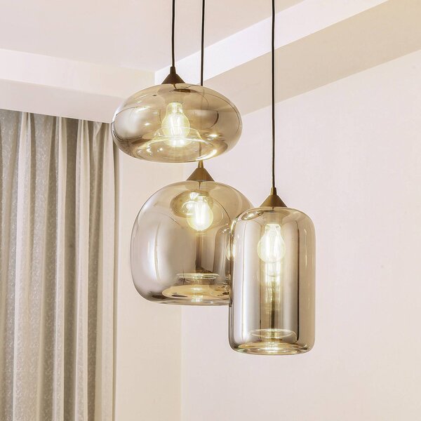 Lampa wisząca szklana Marla Lindby, możliwość ściemniania, czarny, salon / jadalnia, szkło, nowoczesny