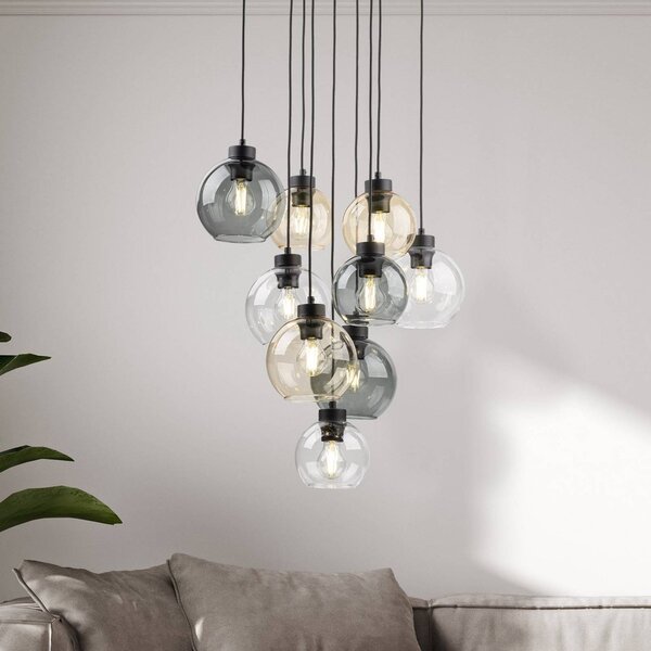 TK Lighting Lampa żyrandol Cubus Mix, czarny/kolorowy, Ø 58 cm, szkło, 9-punktowa