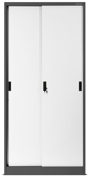 Szafa biurowa metalowa z drzwiami przesuwnymi antracytowo-biała, 900x1850x400 mm: KUBA
