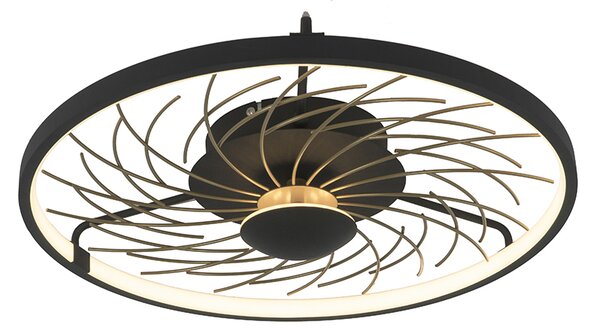 Designerski Plafon / Lampy sufitowe czarno-złoty 3-stopniowe ściemnianie LED - Spaak Oswietlenie wewnetrzne