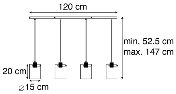 Inteligentna lampa wisząca czarna z przydymionym szkłem, w tym 4 WiFi ST64 - Dome