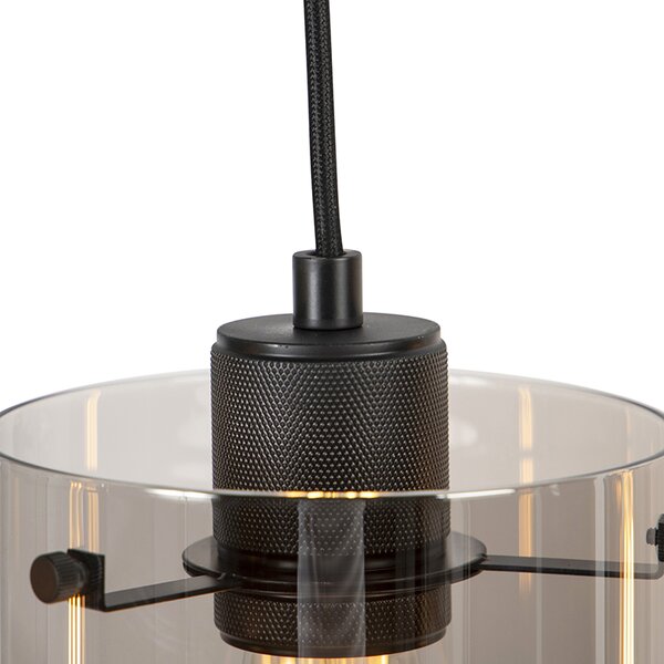 Inteligentna lampa wisząca czarna z przydymionym szkłem, w tym 4 WiFi ST64 - Dome