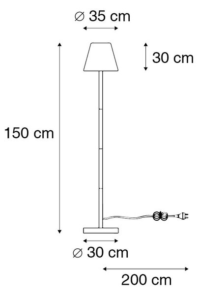 Inteligentna lampa podłogowa czarna z białym kloszem 35 cm IP65 z WiFi A60 - Virginia