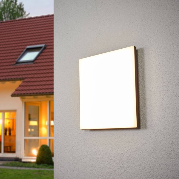 Lampa sufitowa LED Henni, IP65, czujnik, 30x30 cm, antracytowy Henni Lucande, aluminiowy / szary / cynkowy, nowoczesny