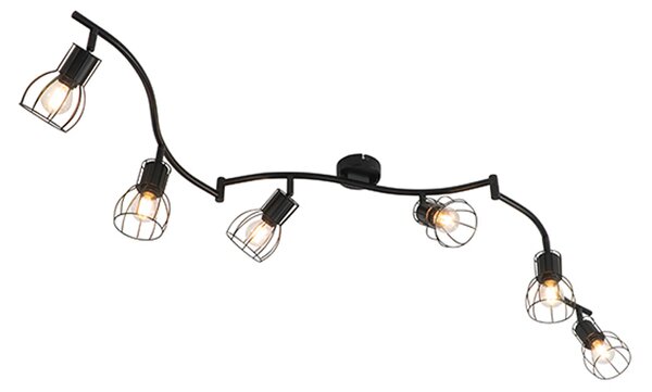 Nowoczesny plafon z reflektorami czarny 145 cm 6-świateł - Botu