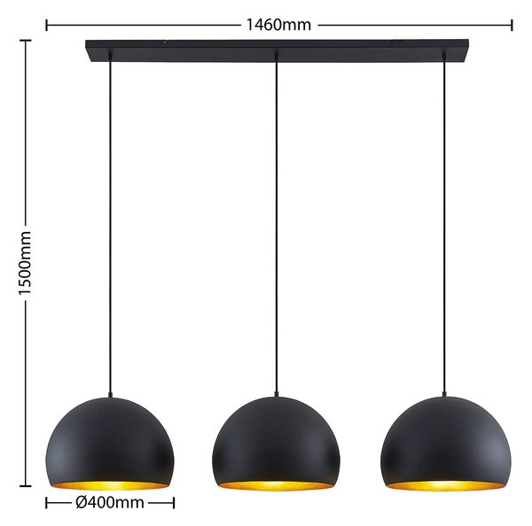 Lampa wisząca Tarjei Lindby, możliwość ściemniania, czarny, salon / jadalnia, metal, nowoczesny