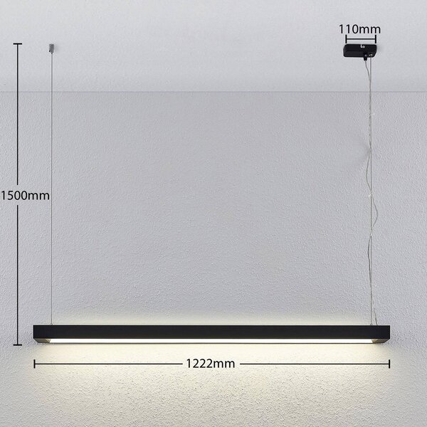 Arcchio lampa wisząca LED Cuna, czarna, 122cm, metal Cuna, czarny, biuro, aluminium, nowoczesny