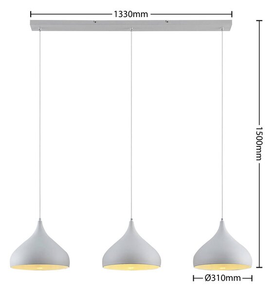 Lampa wisząca Elamira Lindby, możliwość ściemniania, biały / opal, salon / jadalnia, metal, nowoczesny