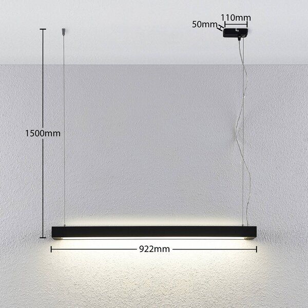 Arcchio lampa wisząca LED Cuna, 92 cm, czarny, metal Cuna, czarny, biuro, aluminium, nowoczesny