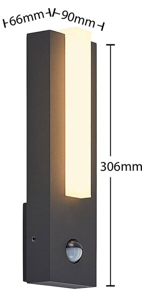 Lampa zewnętrzna z czujnikiem ruchu Virgalia Lucande, czarny, aluminium, nowoczesny