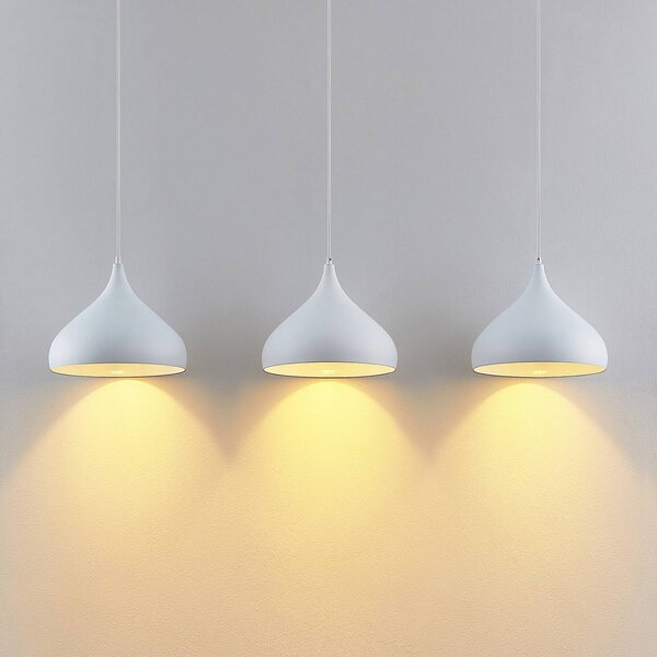 Lampa wisząca Elamira Lindby, możliwość ściemniania, biały / opal, salon / jadalnia, metal, nowoczesny