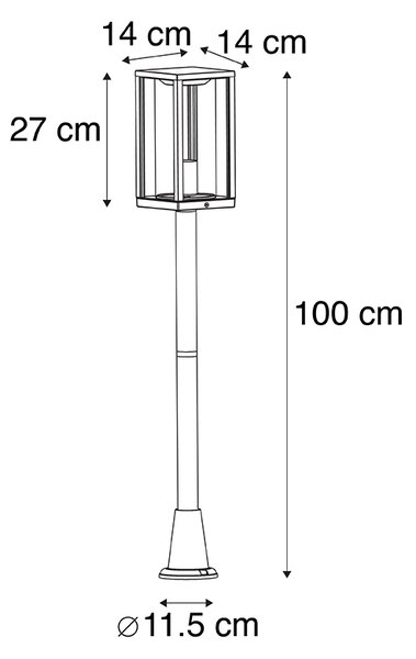 Stojąca lampa zewnętrzna czarna 100 cm z kołkiem gruntowym i wpustem kablowym - Charlois