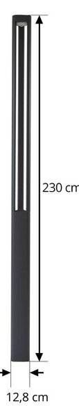 Lucande Lampa zewnętrzna LED Pirron, 230 cm, antracyt, IP65 Pirron, czarny, aluminium, nowoczesny