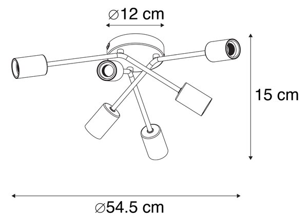Designerska lampa sufitowa czarna 6-świateł - Sputnik Oswietlenie wewnetrzne