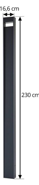 Lampa zewnętrzna LED Lucande Tavion, 230 cm, antracyt, IP65 Tavion, czarny, aluminium, nowoczesny