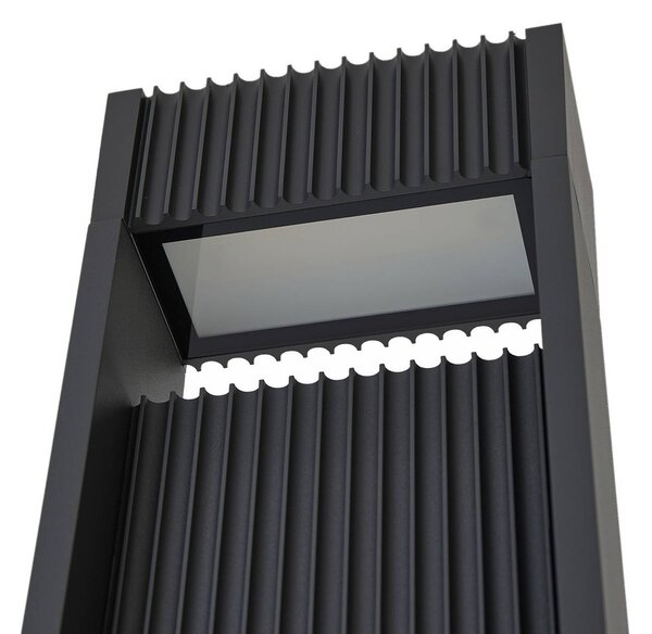 Lampa zewnętrzna LED Lucande Tavion, 230 cm, antracyt, IP65 Tavion, czarny, aluminium, nowoczesny