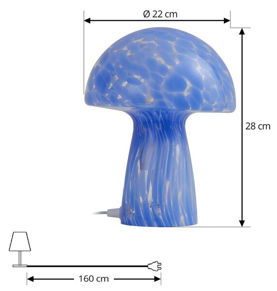 Lampa stołowa Hubi Lindby, niebieski, salon / jadalnia, szkło, nowoczesny