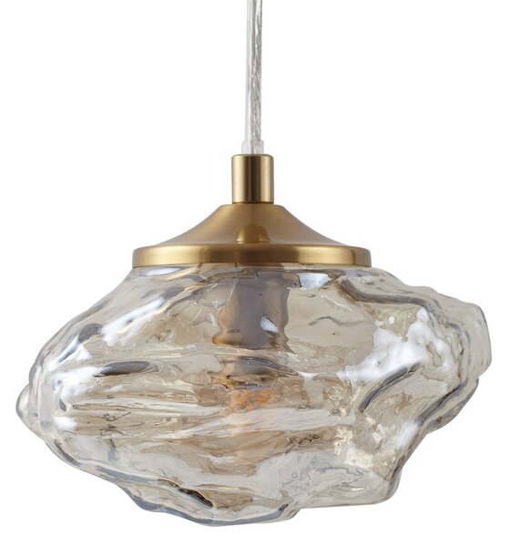 Lampa wisząca szklana Piatra Lindby, możliwość ściemniania, kremowy / amber, salon / jadalnia, szkło, nowoczesny