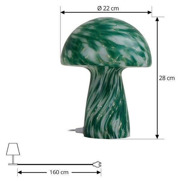 Lampa stołowa Hubi Lindby, zielony, salon / jadalnia, szkło, nowoczesny