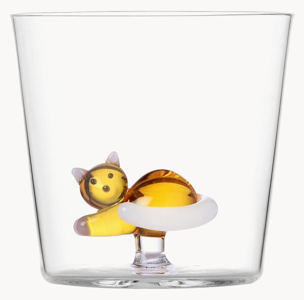 Ręcznie wykonana szklanka ze szkła borokrzemowego Tabby Cat