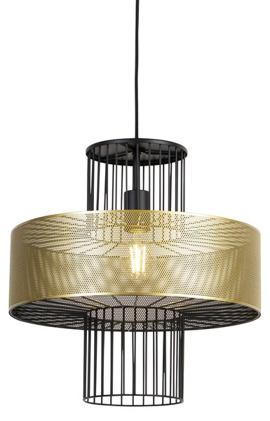 Designerska lampa wisząca złota z czarnym 40cm - Tess Oswietlenie wewnetrzne