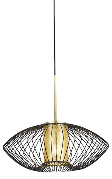 Designerska lampa wisząca czarna ze złotym 50cm - Dobrado Oswietlenie wewnetrzne