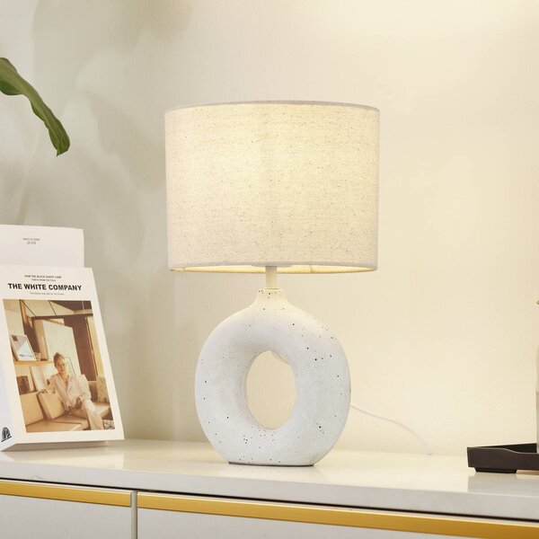 Lampa stołowa Kody Lindby, kremowy / amber, salon / jadalnia, tkanina / materiał / jedwab, nowoczesny