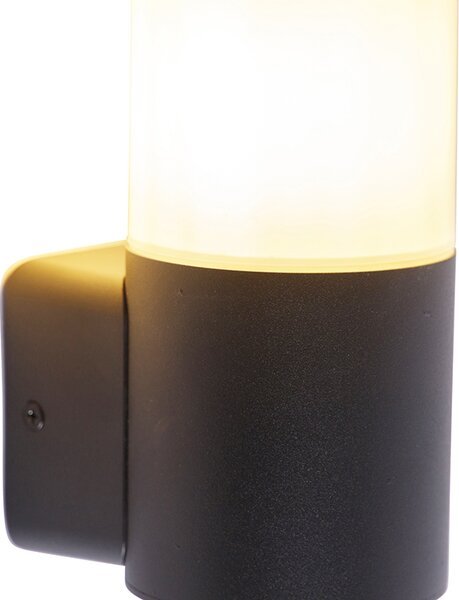 Nowoczesna lampa ścienna zewnętrzna czarna z opalem IP44 - Odense