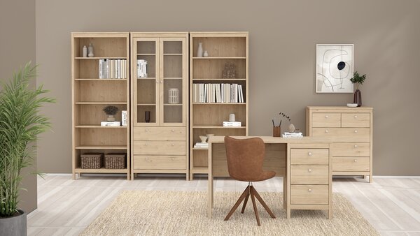 Biurko komputerowe z 3 szufladami Madrid, jackson hickory