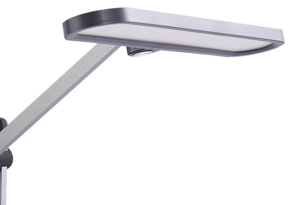Lampa biurkowa LED Elvir Lindby, możliwość ściemniania, aluminiowy / szary / cynkowy, salon / jadalnia, aluminium, nowoczesny