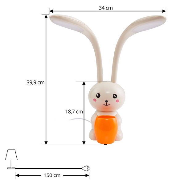 Lampa biurkowa LED Haas Lindby, możliwość ściemniania, kremowy / amber, pokój dziecięcy, tworzywo sztuczne, młodzieżowy