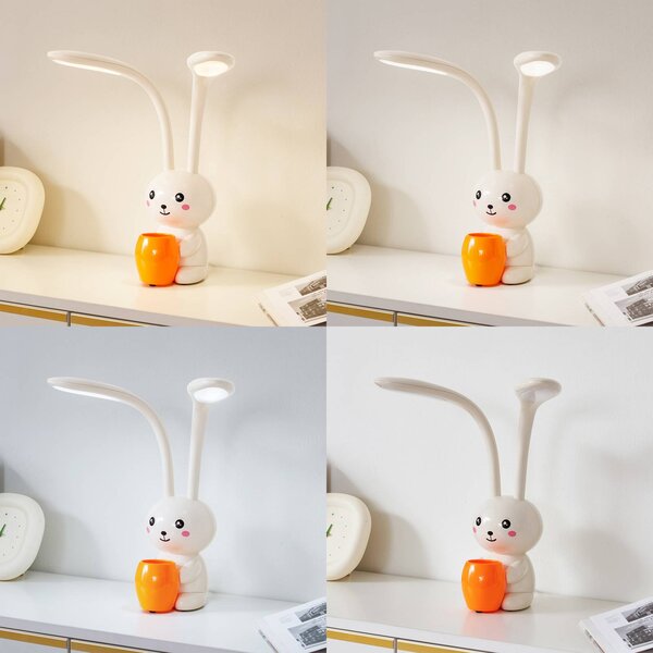 Lampa biurkowa LED Haas Lindby, możliwość ściemniania, kremowy / amber, pokój dziecięcy, tworzywo sztuczne, młodzieżowy