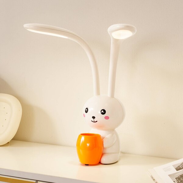 Lampa biurkowa LED Haas Lindby, możliwość ściemniania, kremowy / amber, pokój dziecięcy, tworzywo sztuczne, młodzieżowy
