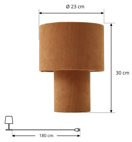 Lampa stołowa Jone Lindby, brązowy / rdzawy, salon / jadalnia, tkanina / materiał / jedwab, nowoczesny