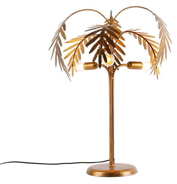 Vintage lampa stołowa złota 3-źródła światła - Botanica Oswietlenie wewnetrzne