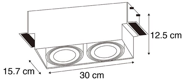 Inteligentny reflektor wpuszczany czarny bezramkowy 2-punktowy z 2 Wifi GU10 111mm - Oneon