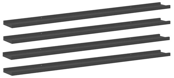 Półki ścienne, 4 szt., czarne, 115x9x3 cm