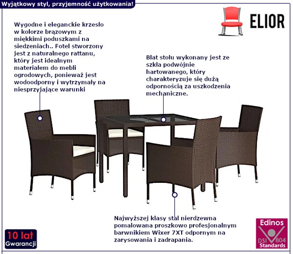 Brązowy zestaw mebli ogrodowych- Electo