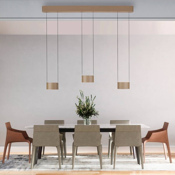 PURE Lampa wisząca Clipse, możliwość ściemniania, brązowy / mosiężny, salon / jadalnia, metal, nowoczesny