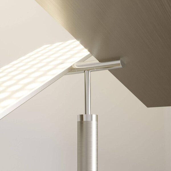 Lampa stojąca LED Parthena Lucande, możliwość ściemniania, aluminiowy / szary / cynkowy, salon / jadalnia, metal, nowoczesny