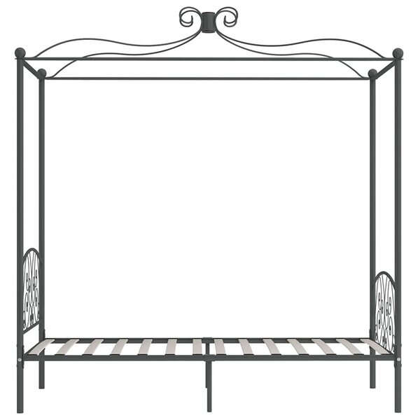 Szare metalowe łóżko z baldachimem 100x200 cm P8-A22
