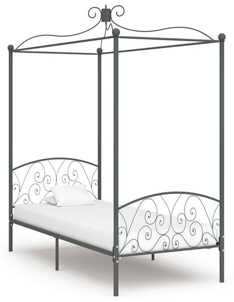 Szare metalowe łóżko z baldachimem 100x200 cm P8-A22