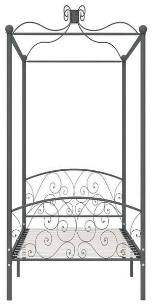 Szare metalowe łóżko z baldachimem 100x200 cm P8-A22