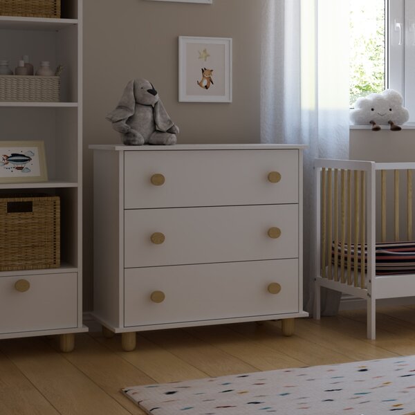 Zestaw mebli niemowlęcych SIMPLE Baby biały - szafa, regał, komoda, łóżeczko, szafka nocna