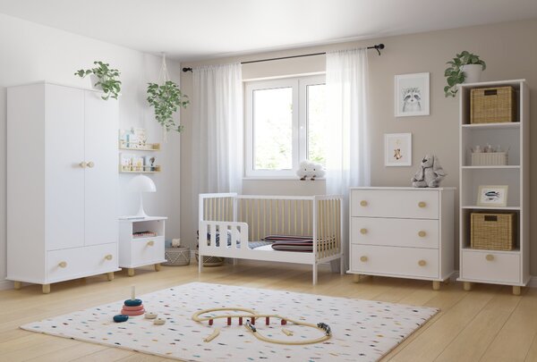 Zestaw mebli dziecięcych SIMPLE 3 el. biały - szafa, komoda, regał
