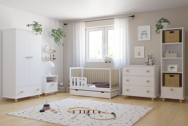 Zestaw mebli dziecięcych SIMPLE 3 el. biały - szafa, komoda, regał