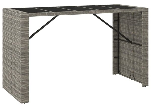 Stolik barowy ze szklanym blatem, szary, 185x80x110 cm