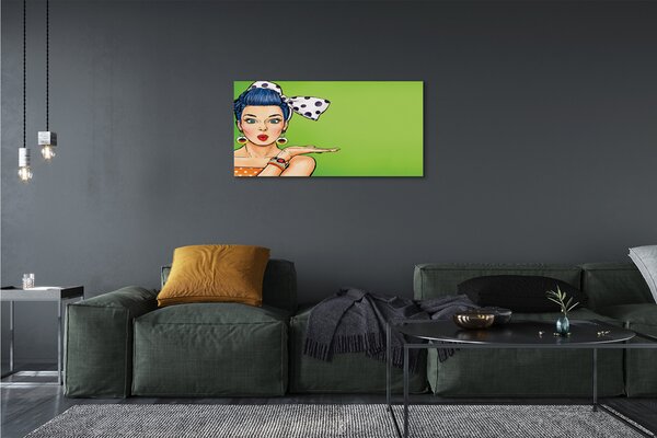Obraz na płótnie Kobieta z Czerwonymi Ustami i Kokardą